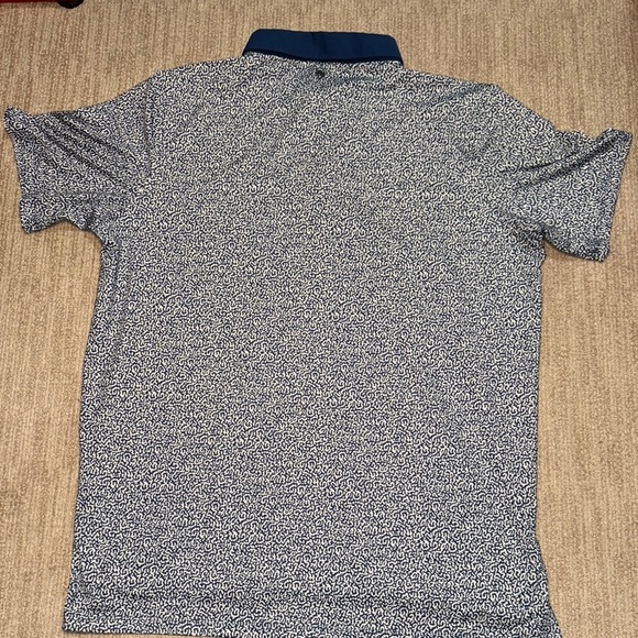 Greyson Men XL Navy Coral Dreams Polo Shirt Athletic Golf Tee Teal Trim - Picture 10 of 11